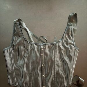 Sleek Black Satin Corset Top